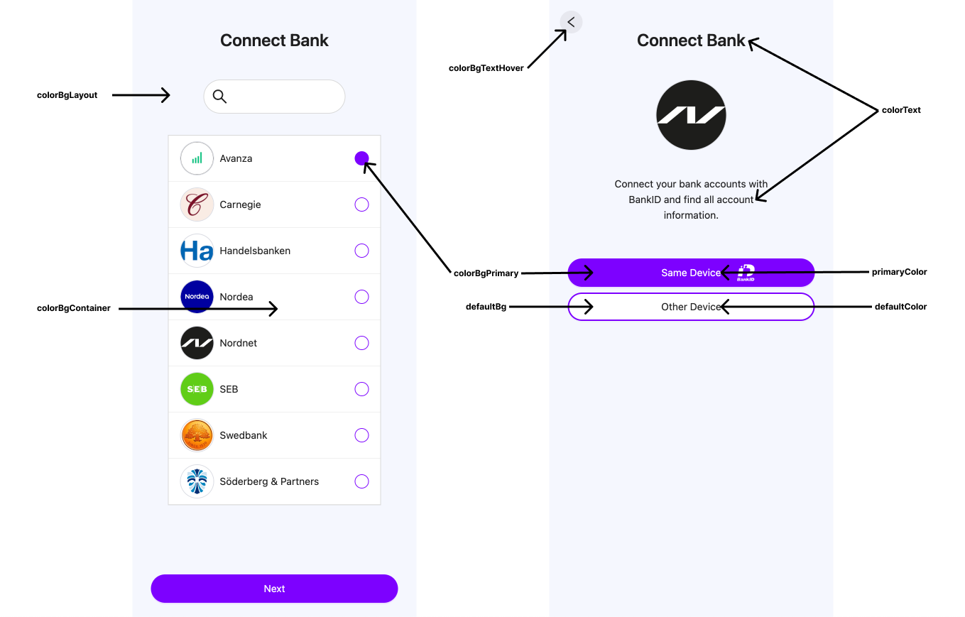 Auth color customization